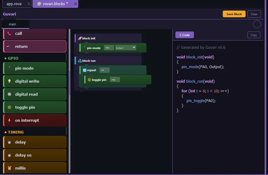 Guvari drag and snap block programming