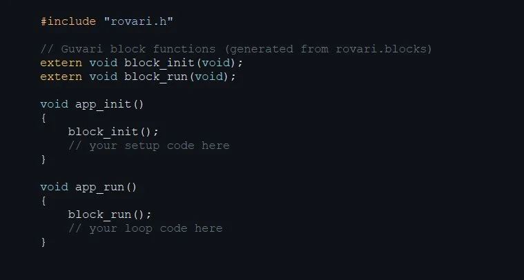 Blocks and hand-written C code side by side